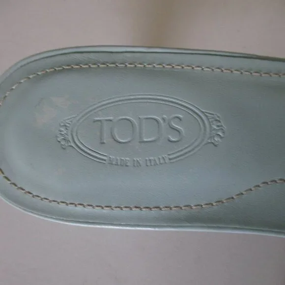 TOD's Womens Mint Green Italian Leather Sandal w/1.5" Heel - Size 7.5M - Picture 7 of 9